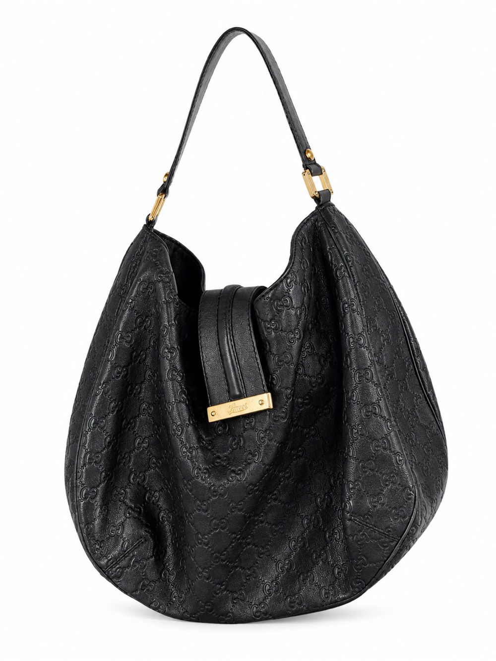 Authentic Gucci “New Ladies Web Large Hobo”– Black | Style 233604